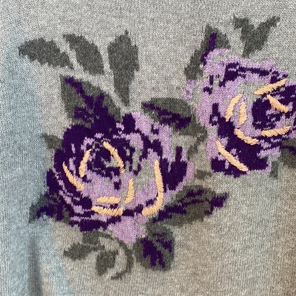 DC Sweater Grey Floral Knit Size X - Picture 4 of 6